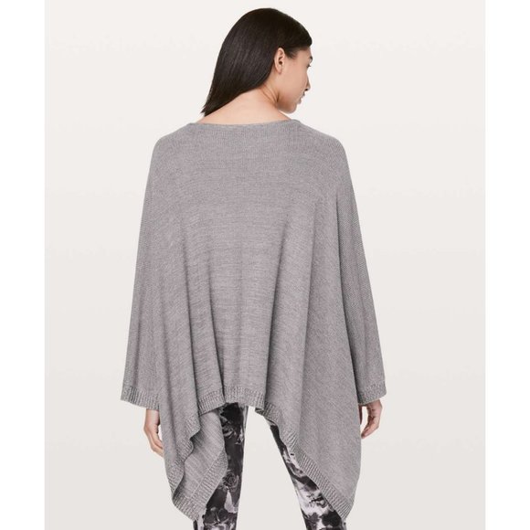 Lululemon Cashmere Tencel Divinity Scarf Poncho Ribbed Knit Cardigan Sweater - Picture 5 of 16